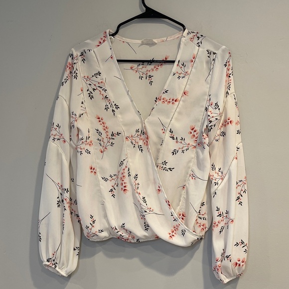 Sienna Sky V-Neck Floral Blouse - White and Pink - Picture 1 of 8